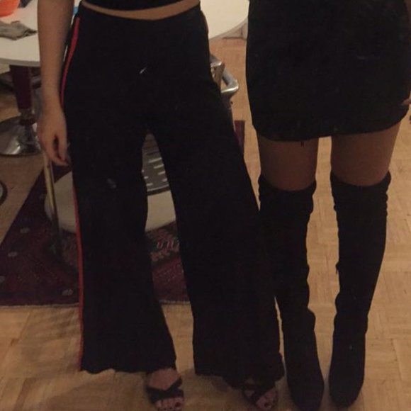 Black and Red Stripe Split Side Parachute Pants - Picture 4 of 10